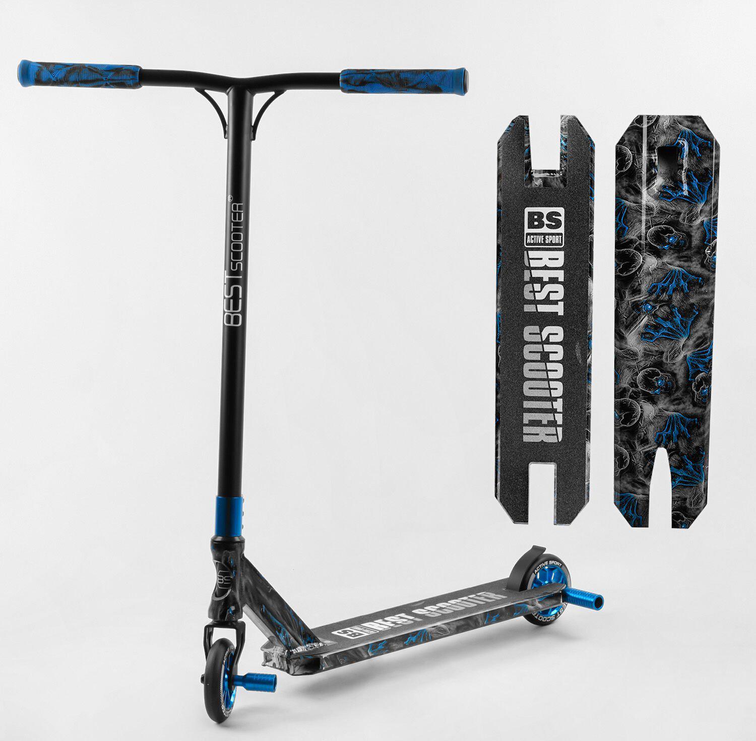 Самокат трюковый Best Scooter Active Sport BS-77566 HIC-система, пеги, алюминиевый диск и дека с принтом, колёса PU 110мм Черно-синий
Самокат трюковый Best Scooter Active Sport BS-77566 HIC-система, пеги, алюминиевый диск и дека с принтом, колёса PU 110мм Черно-синий