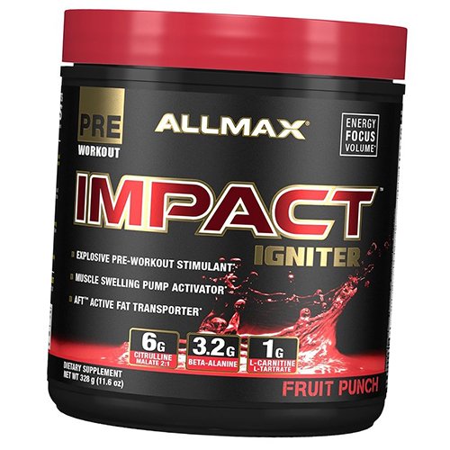 Предтренировочный комплекс, Impact Igniter, Allmax Nutrition 328г Фруктовый пунш (11134004)
Предтренировочный комплекс, Impact Igniter, Allmax Nutrition 328г Фруктовый пунш (11134004)