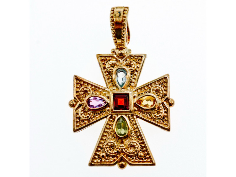 Серебряный крестик в позолоте с натуральными камнями 925 проба Sky Jewelry 001427
Серебряный крестик в позолоте с натуральными камнями 925 проба Sky Jewelry 001427