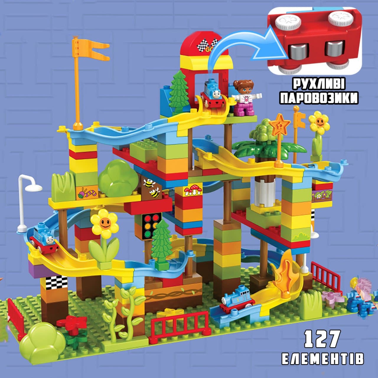 Пазовый детский конструктор Автопарк со спусковым треком DIY Building block track car из 127 крупных деталей Разноцветный
Пазовый детский конструктор Автопарк со спусковым треком DIY Building block track car из 127 крупных деталей Разноцветный