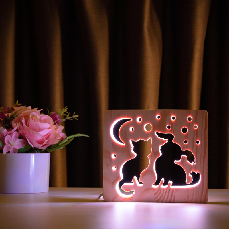 Детский светильник ночник из дерева ArtEco Light, LED двойной RGB эко-светильник с пультом и регулировкой цвета, Кот и собачка, разноцветный
Детский светильник ночник из дерева ArtEco Light, LED двойной RGB эко-светильник с пультом и регулировкой цвета, Кот и собачка, разноцветный