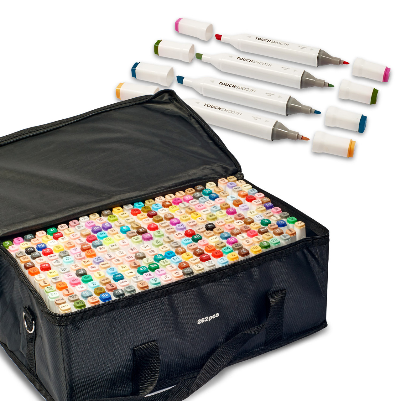 Набор качественных двусторонних маркеров 262 цветов Touch Smooth для рисования спиртовой основе
Набор качественных двусторонних маркеров 262 цветов Touch Smooth для рисования спиртовой основе
