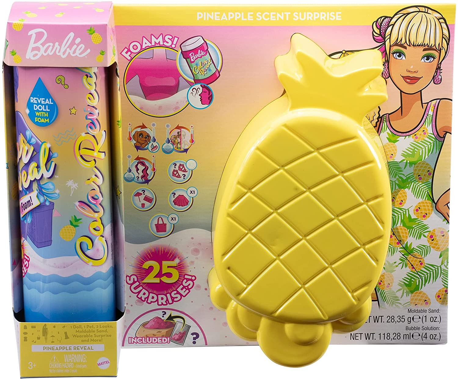 Кукла Барби Ревил ароматный ананас с 25 сюрпризами Barbie Color Reveal Doll & Pet Friend with 25 Surprises Sunny Pineapple-Theme
Кукла Барби Ревил ароматный ананас с 25 сюрпризами Barbie Color Reveal Doll & Pet Friend with 25 Surprises Sunny Pineapple-Theme