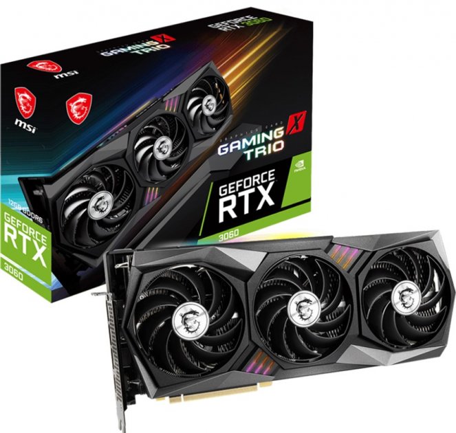Відеокарта MSI PCI-Ex GeForce RTX 3060 Gaming X Trio 12G 12GB GDDR6 (192bit) (1852/15000) (HDMI, 3 x DisplayPort) (RTX 3060 GAMING X TRIO 12G)
Відеокарта MSI PCI-Ex GeForce RTX 3060 Gaming X Trio 12G 12GB GDDR6 (192bit) (1852/15000) (HDMI, 3 x DisplayPort) (RTX 3060 GAMING X TRIO 12G)