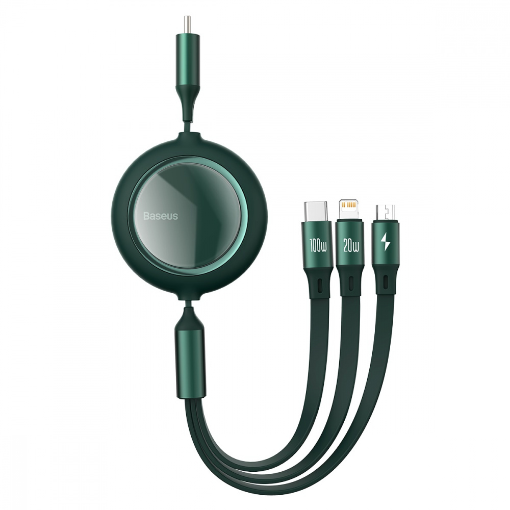 Кабель Baseus Bright Mirror Retractable 3 in 1 (Micro USB+Lightning+Type-C) 100W (1.2m) green
Кабель Baseus Bright Mirror Retractable 3 in 1 (Micro USB+Lightning+Type-C) 100W (1.2m) green