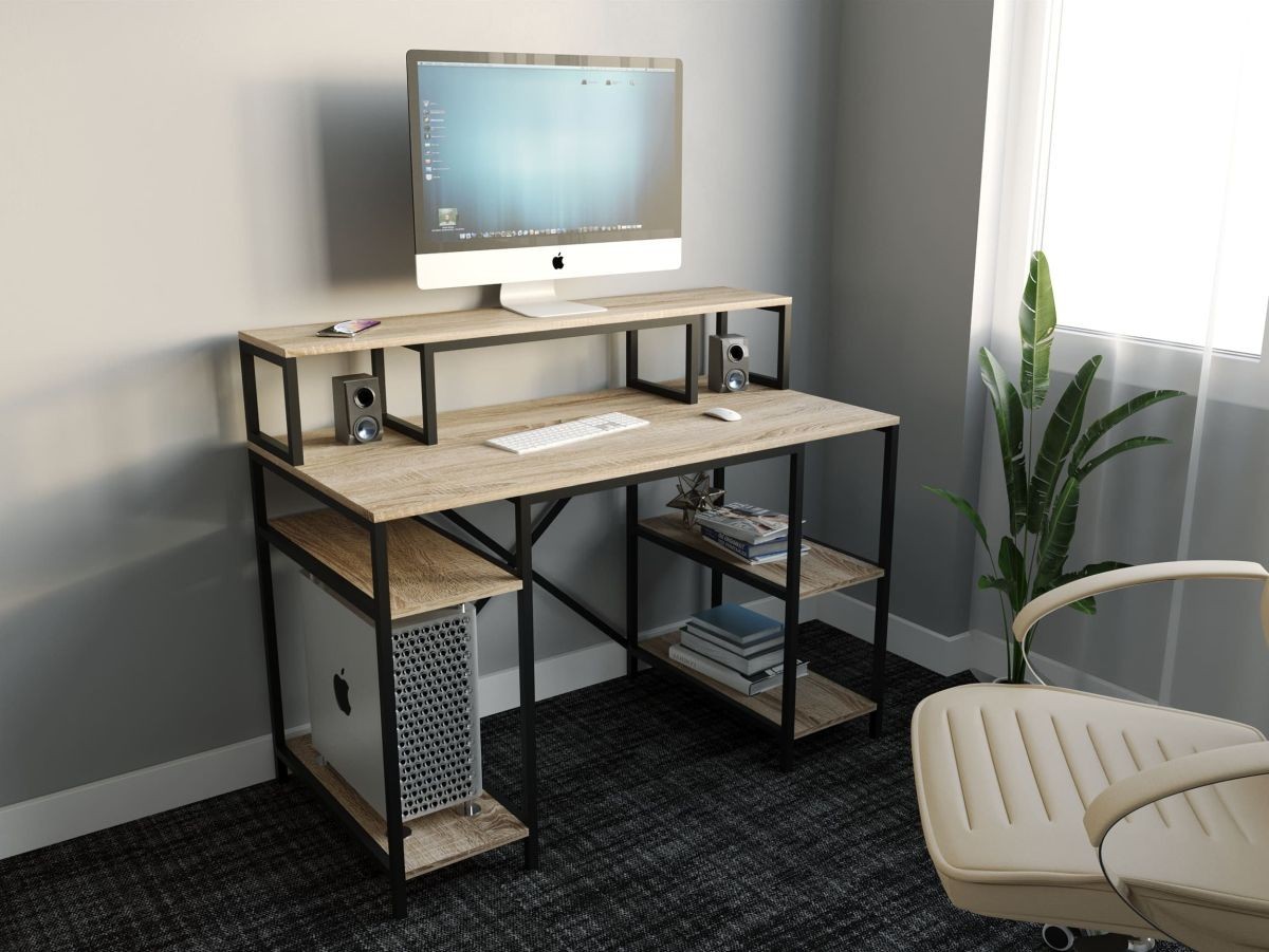 Стол компьютерный письменный с металлическим каркасом в стиле Лофт (Loft) DrevoGoods усиленный, прямой, рабочий для дома и офиса 1200х750х600мм; металл: Черный; дерево: Дуб Сонома + полка под системный блок
Стол компьютерный письменный с металлическим каркасом в стиле Лофт (Loft) DrevoGoods усиленный, прямой, рабочий для дома и офиса 1200х750х600мм; металл: Черный; дерево: Дуб Сонома + полка под системный блок