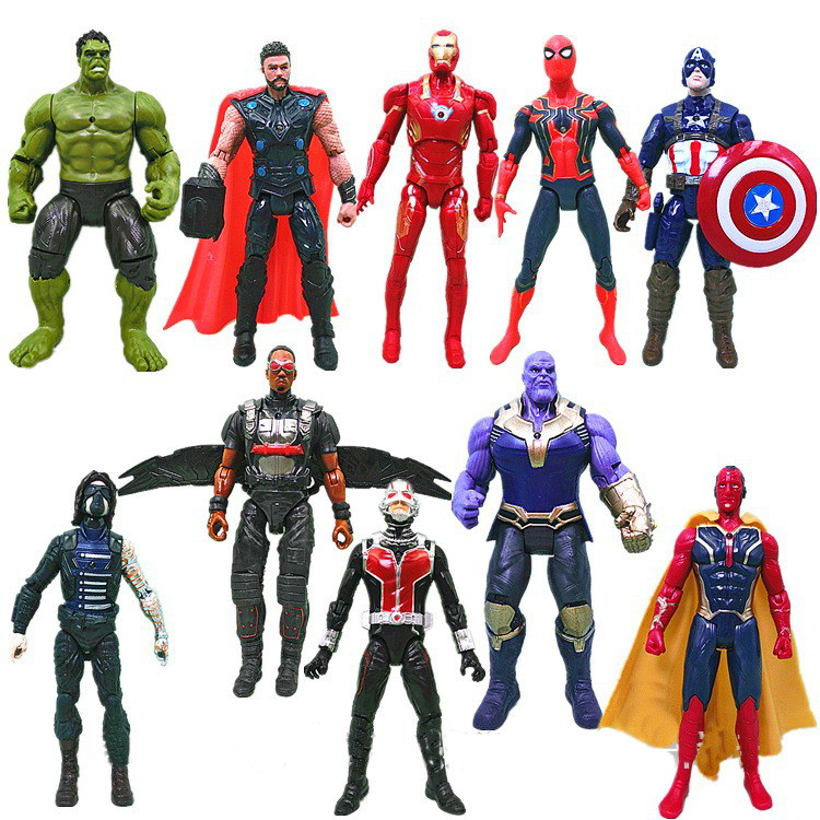 Игровые Фигурки мстители "Avengers", набор из 10 главных героев Халк, Танос- 17см, свет, подвижные.
Игровые Фигурки мстители "Avengers", набор из 10 главных героев Халк, Танос- 17см, свет, подвижные.