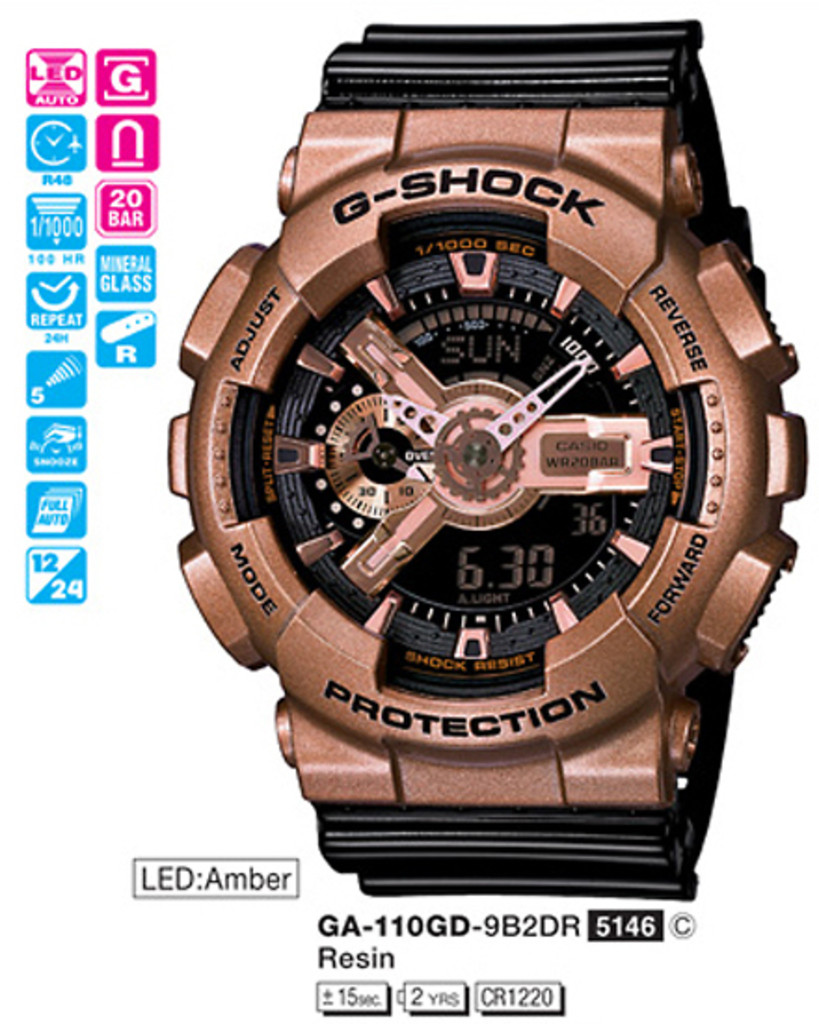 Часы CASIO GA-110GD-9B2ER
Часы CASIO GA-110GD-9B2ER