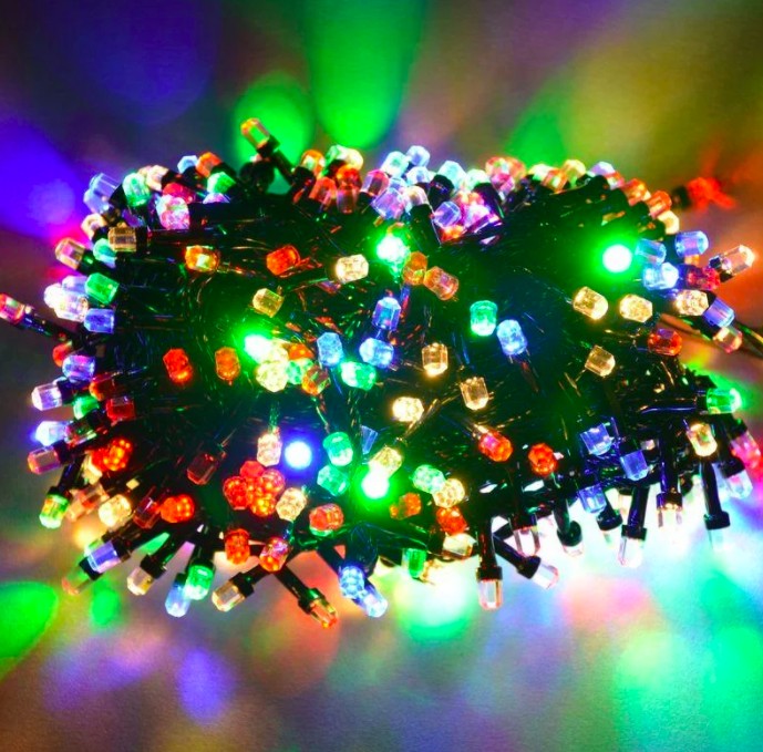 Гирлянда черный шнур кристалл 200 LED разноцветная 
Гирлянда черный шнур кристалл 200 LED разноцветная