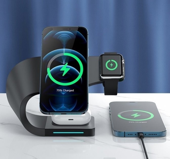Зарядное устройство Epik Magnetic Wireless Charger 4в1 для iPhone 12-13/Apple Watch/AirPods
Зарядное устройство Epik Magnetic Wireless Charger 4в1 для iPhone 12-13/Apple Watch/AirPods