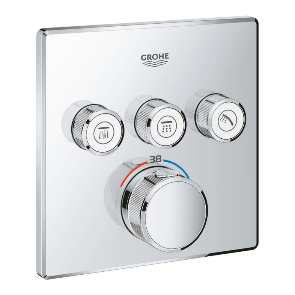 Внешняя часть термостатического смесителя для ванны Grohe Grohtherm SmartControl 29126000 на три потребителя
Внешняя часть термостатического смесителя для ванны Grohe Grohtherm SmartControl 29126000 на три потребителя