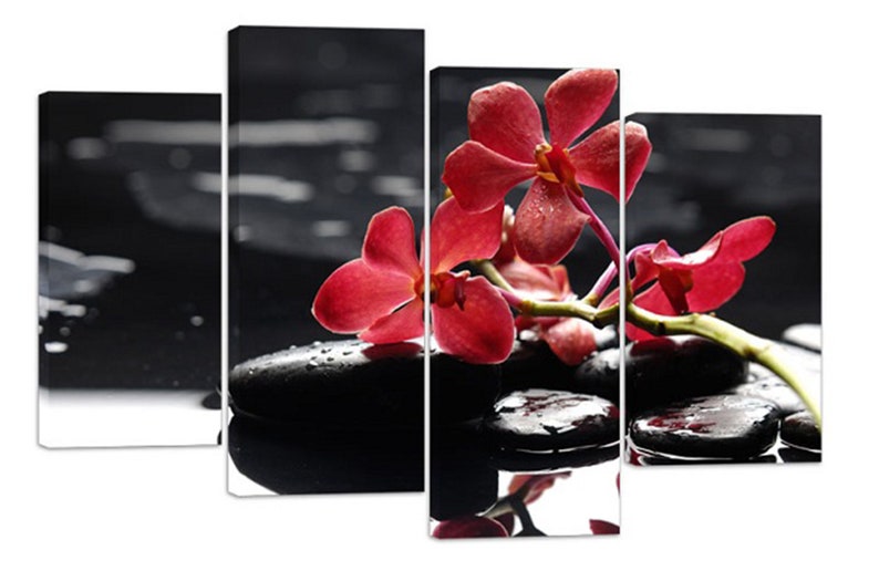Модульная картина на холсте из четырех частей Орхидеи Алые цветы 89x56 см 
Модульная картина на холсте из четырех частей Орхидеи Алые цветы 89x56 см