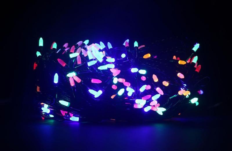 Гирлянда цепь светодиодная 10м 100 LED черный шнур конусные лампочки Разноцветная
Гирлянда цепь светодиодная 10м 100 LED черный шнур конусные лампочки Разноцветная