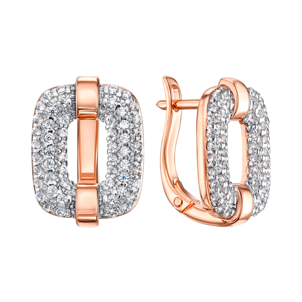 Золотые серьги в комбинированном цвете с цирконием 000138536 
Золотые серьги в комбинированном цвете с цирконием 000138536