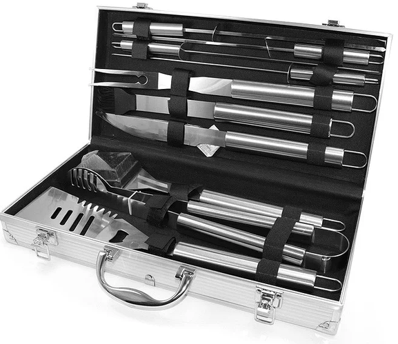 Набор для мангала BBQ Tools Set AL 10 в алюминиевом кейсе для барбекю 10 предметов Серебристый 
Набор для мангала BBQ Tools Set AL 10 в алюминиевом кейсе для барбекю 10 предметов Серебристый
