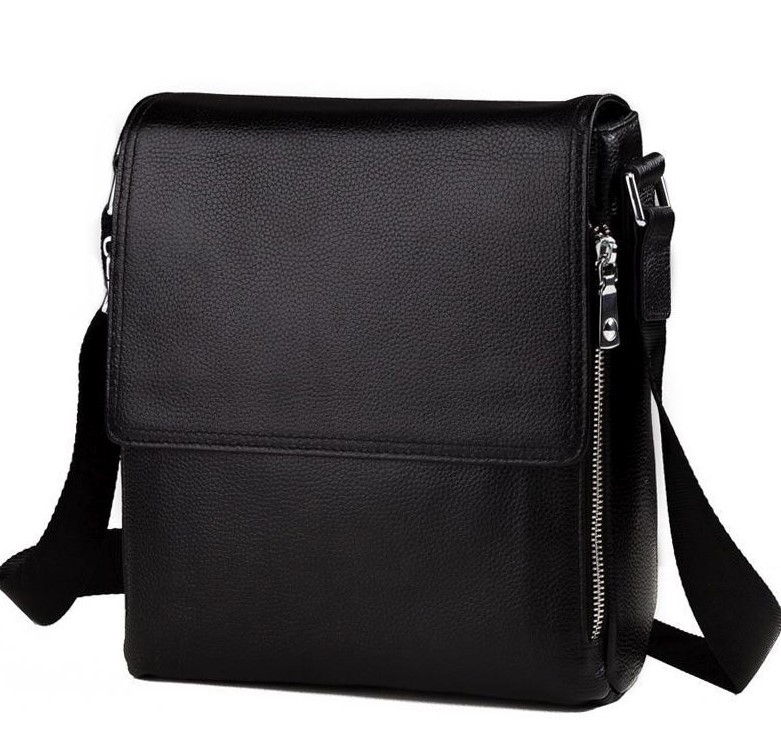 Мужская кожаная сумка месенджер через плечо Tiding Bag Черный 27 х 22,5 х 8 см M8009-3A