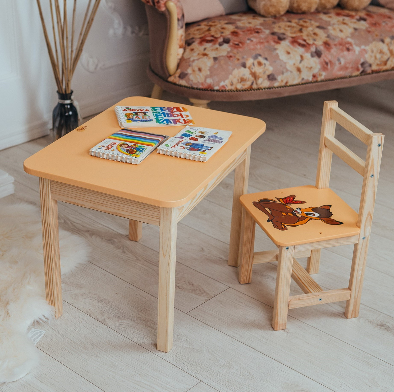 Столик детский с ящиком и стульчиком 60 х 45 х 46 см Желтый для рисования и игр 2034
Столик детский с ящиком и стульчиком 60 х 45 х 46 см Желтый для рисования и игр 2034