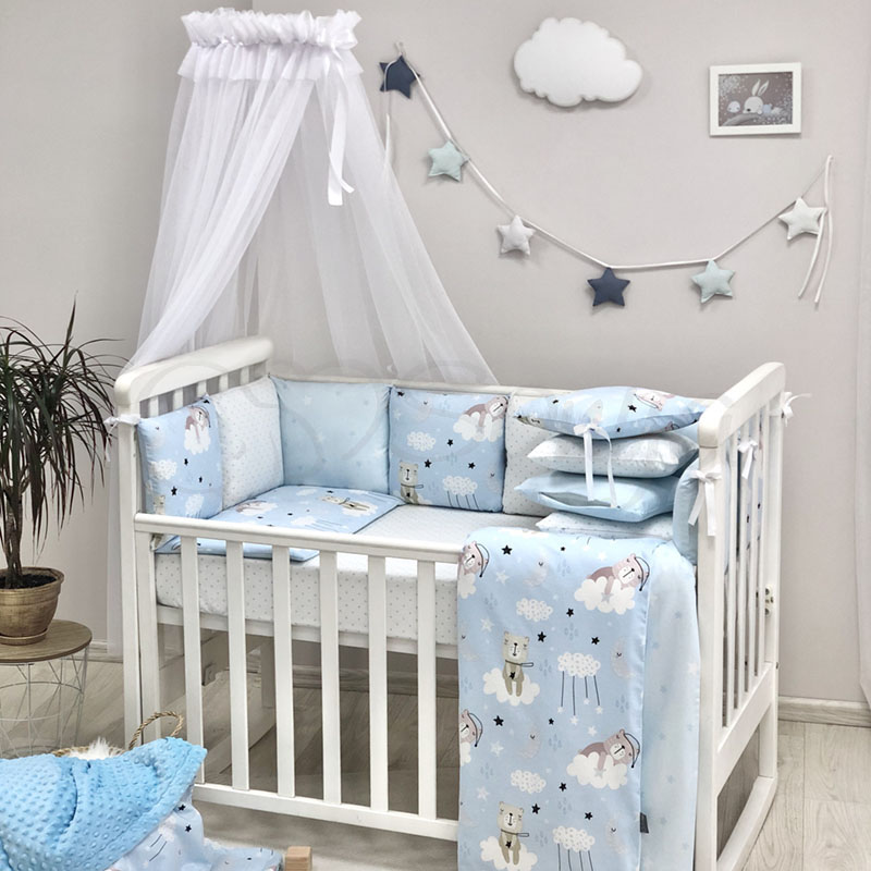 Постельный комплект в кроватку (6 пр. без балдахина) Baby Design Коты в облаках голубой
Постельный комплект в кроватку (6 пр. без балдахина) Baby Design Коты в облаках голубой