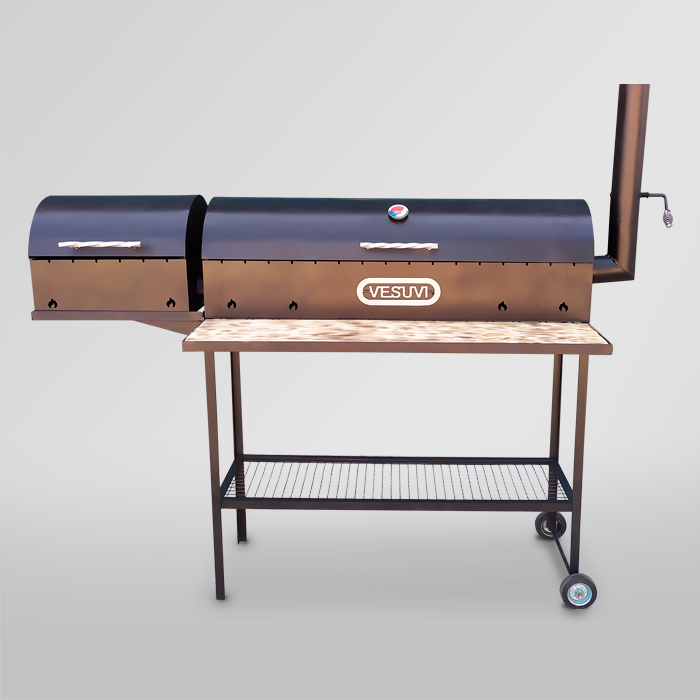 Мангал барбекю стационарный Vesuvi Chef 1000 3 mm (термометр, колеса, полка, дровница, дымоход)
Мангал барбекю стационарный Vesuvi Chef 1000 3 mm (термометр, колеса, полка, дровница, дымоход)
