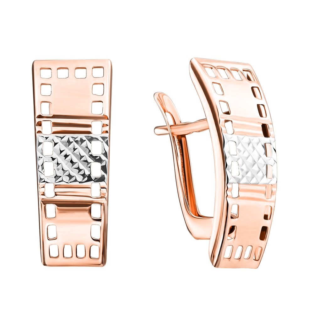 Золотые серьги в комбинированном цвете 000117474 
Золотые серьги в комбинированном цвете 000117474