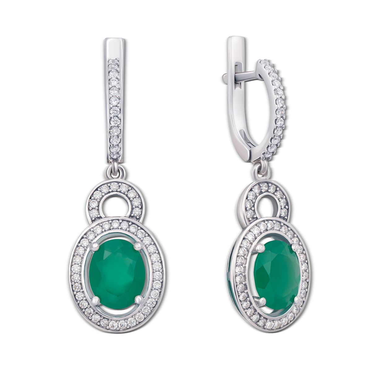 Серебряные серьги-подвески с агатом и фианитами 000134400
Серебряные серьги-подвески с агатом и фианитами 000134400