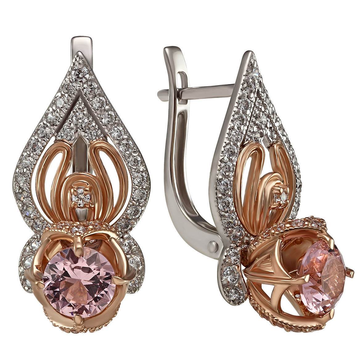 Серьги в белом золоте с нанокристаллом и фианитами Tango Jewellery Company 430901В