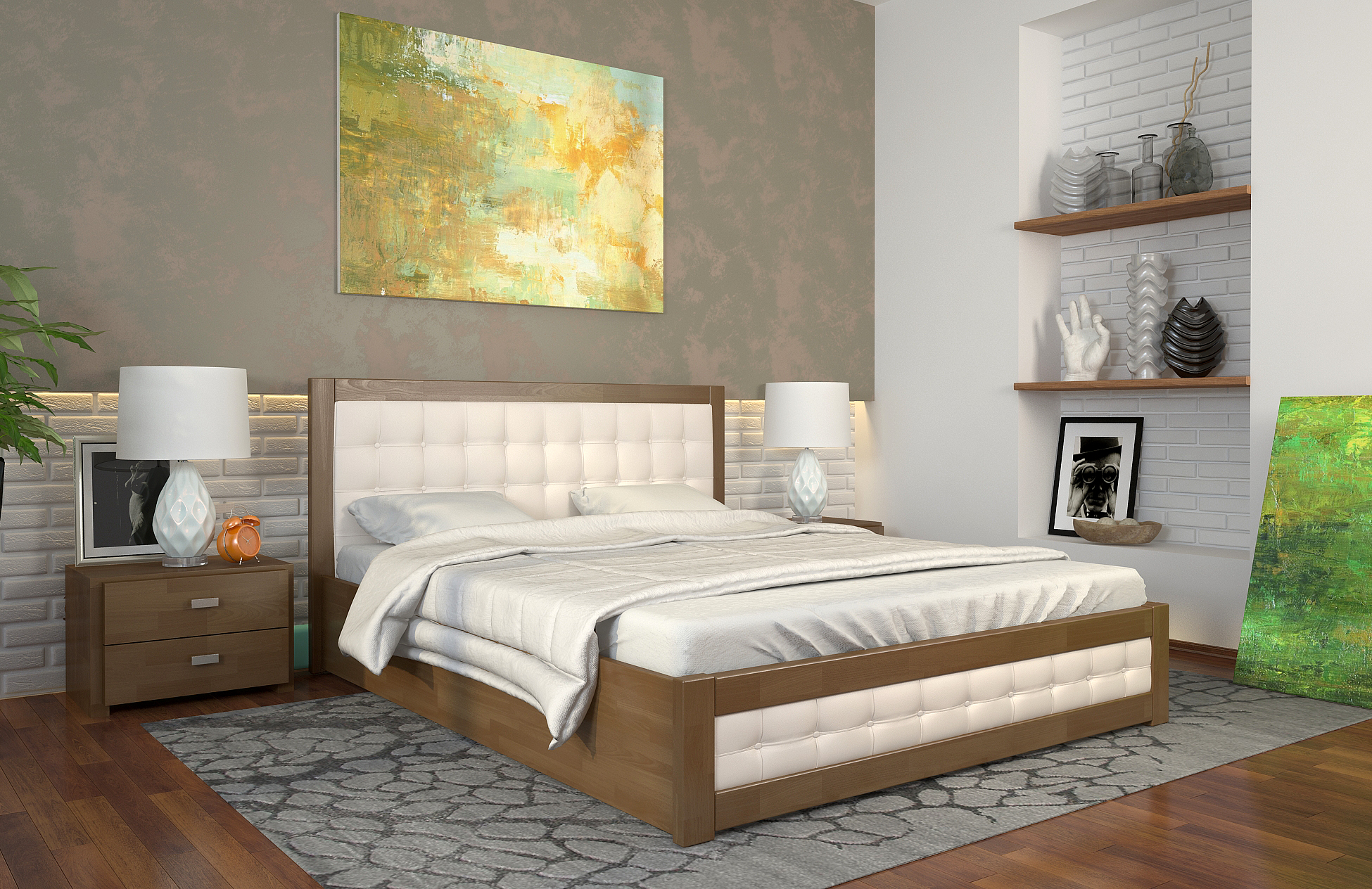 Кровать Arbordrev Рената Д квадраты с механизмом (160*200) сосна Орех