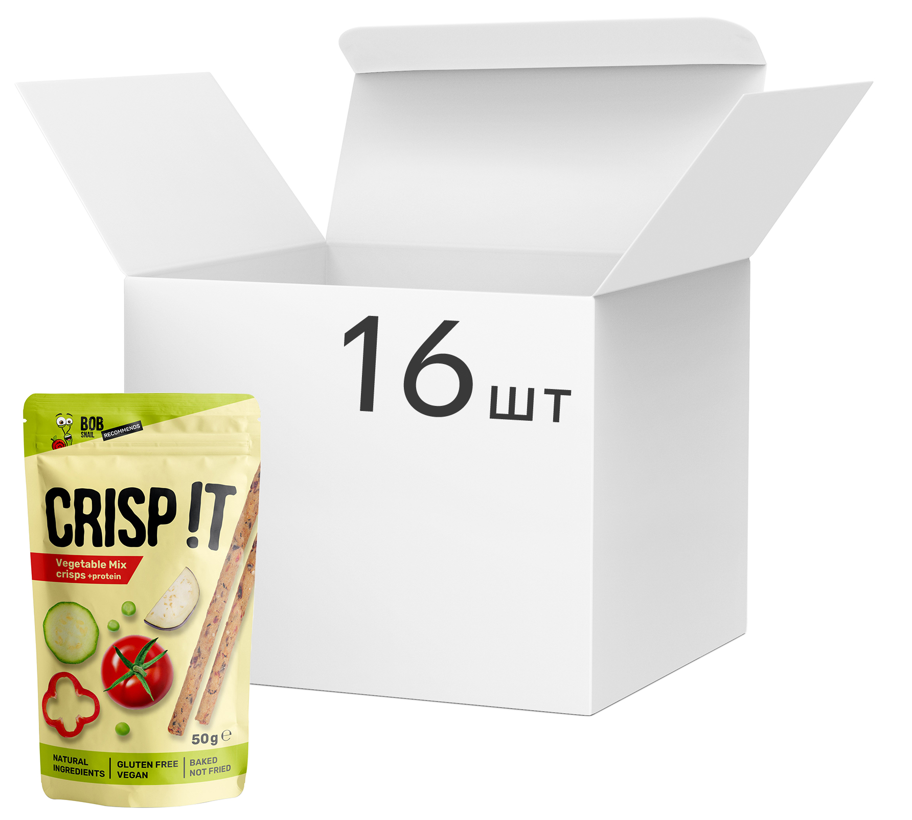 Упаковка снеков овощных Bob Snail Crisp It с протеином 50 г х 16 шт (4820219344148)
Упаковка снеков овощных Bob Snail Crisp It с протеином 50 г х 16 шт (4820219344148)