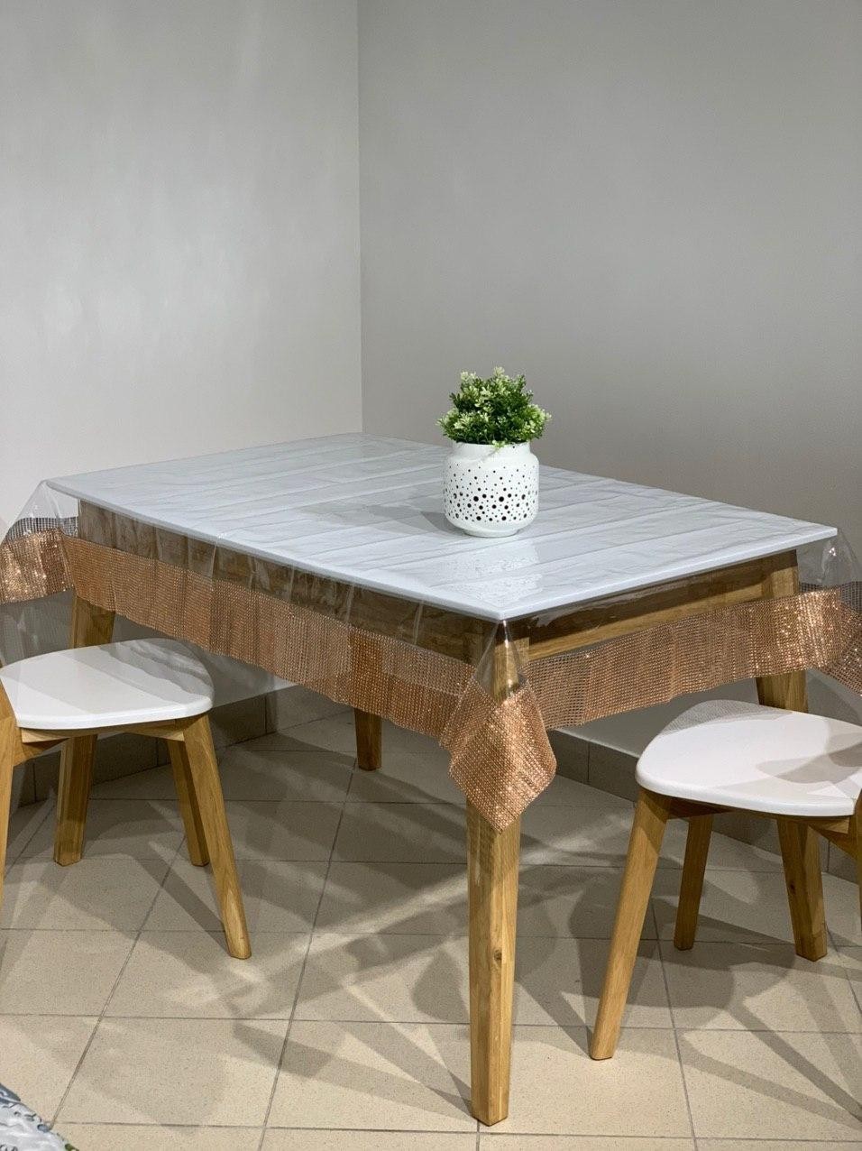 Силиконовая Скатерть с стразовой лентой 190х100 см Бронза 
Силиконовая Скатерть с стразовой лентой 190х100 см Бронза