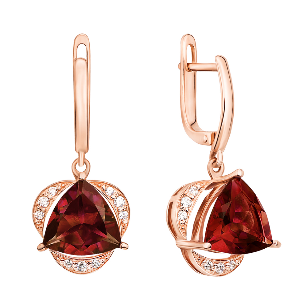 Серьги-подвески из красного золота с гранатами и цирконием 000136998
Серьги-подвески из красного золота с гранатами и цирконием 000136998