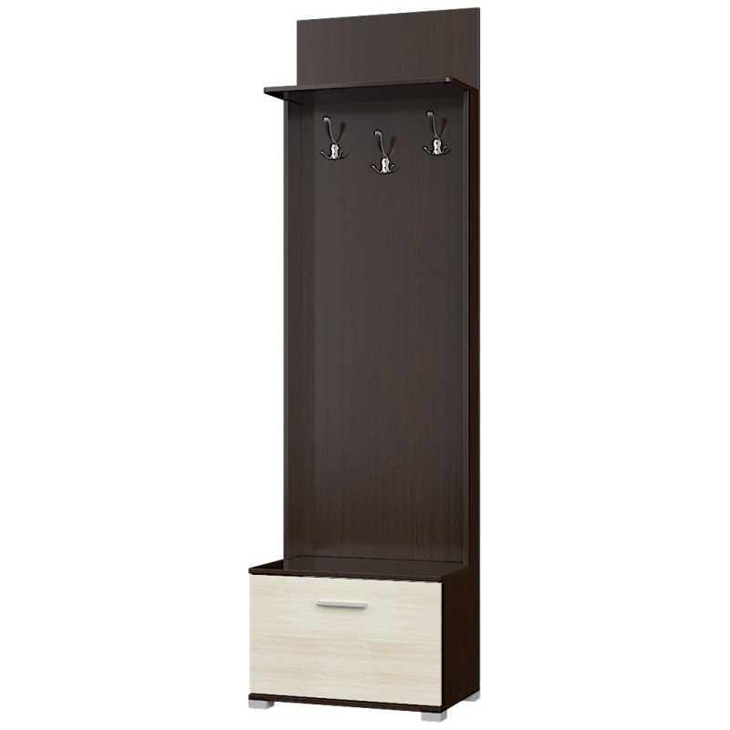 Вешалка с тумбой для обуви Бриз 600*380*210 из ДСП ламинированного цвет Темный Венге/дуб молочный Everest 
Вешалка с тумбой для обуви Бриз 600*380*210 из ДСП ламинированного цвет Темный Венге/дуб молочный Everest