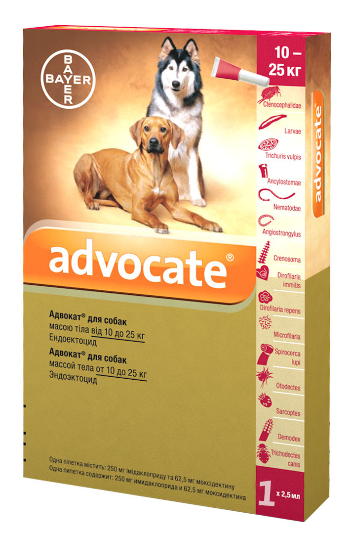 Капли от глистов, блох для собак весом от 10 до 25 кг Advocate 1 пипетка Bayer BGL-BY-22
Капли от глистов, блох для собак весом от 10 до 25 кг Advocate 1 пипетка Bayer BGL-BY-22