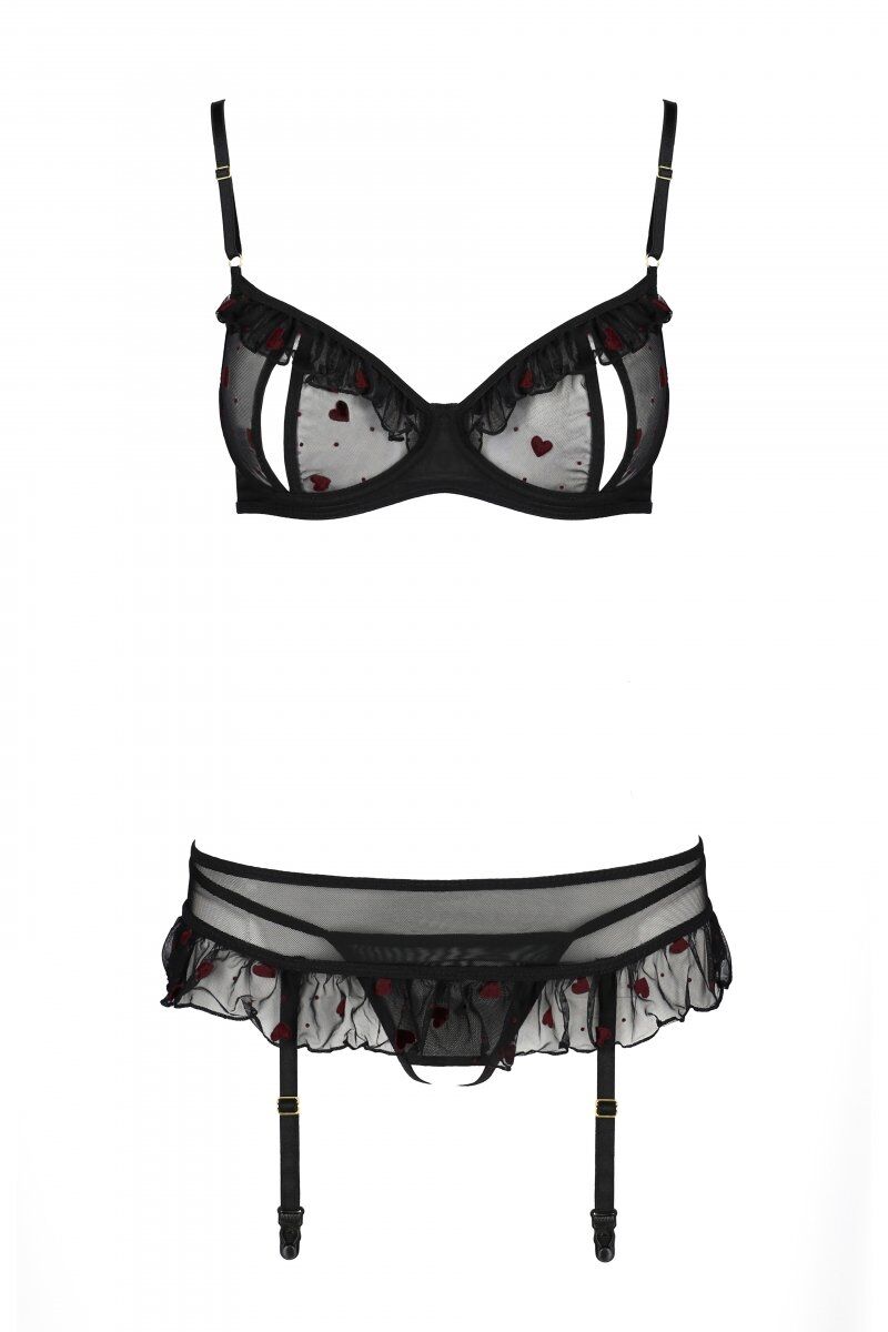 Комплекты Passion Lingerie Lovelia set Black, Чёрный, S/M Pas_Lovelia set Black S/M - Passion - Эротические комплекты: трусики с поясом - Купить