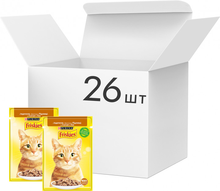 Упаковка влажного корма Purina Friskies кусочки в подливе с индейкой 26 шт по 85 г (7613036965255)
Упаковка влажного корма Purina Friskies кусочки в подливе с индейкой 26 шт по 85 г (7613036965255)