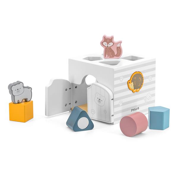Дерев'яний сортер із брязкальцями Viga Toys PolarB Будиночок для звірят (44052)
Дерев'яний сортер із брязкальцями Viga Toys PolarB Будиночок для звірят (44052)