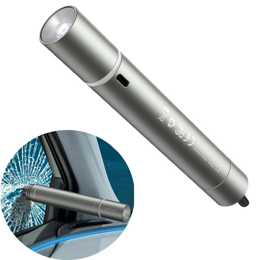 Фонарик с автомобильным молотком Baseus Savior Window Breaking Flashlight. Silver
Фонарик с автомобильным молотком Baseus Savior Window Breaking Flashlight. Silver