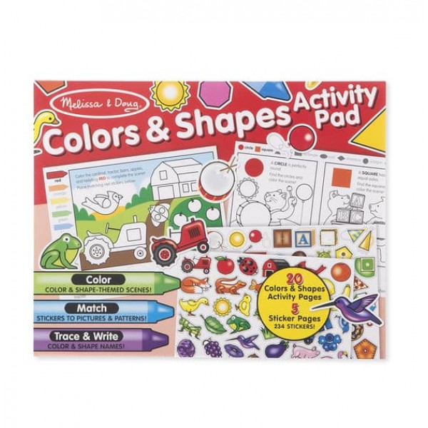 Альбом раскрасок с наклейками Цвета и фигуры Colors & Shapes Activity Pad Melissa & Doug 
Альбом раскрасок с наклейками Цвета и фигуры Colors & Shapes Activity Pad Melissa & Doug