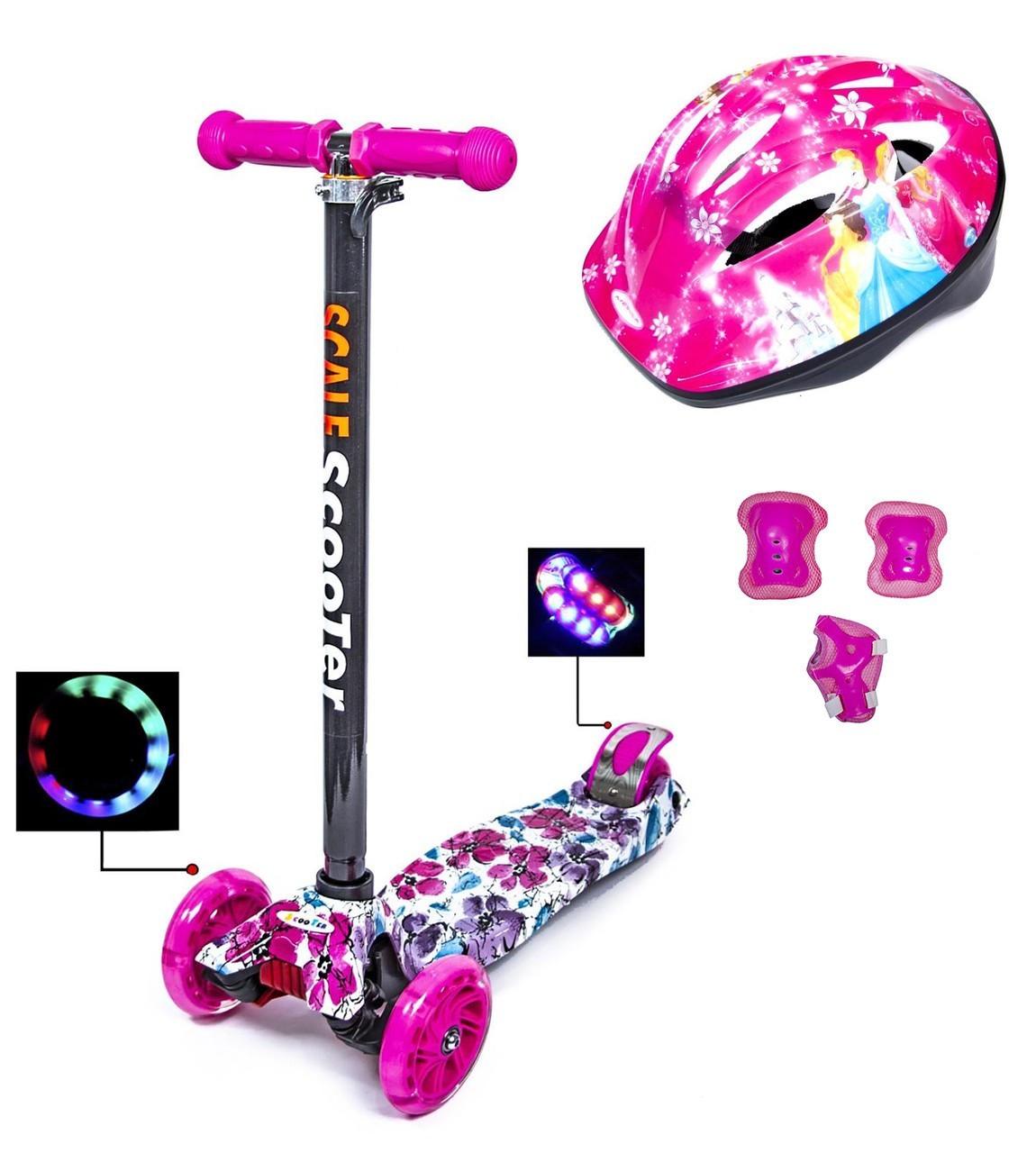 Самокат Scale Sport MAXI Маки с комплектом защиты розовый цвет светящиеся колеса
Самокат Scale Sport MAXI Маки с комплектом защиты розовый цвет светящиеся колеса