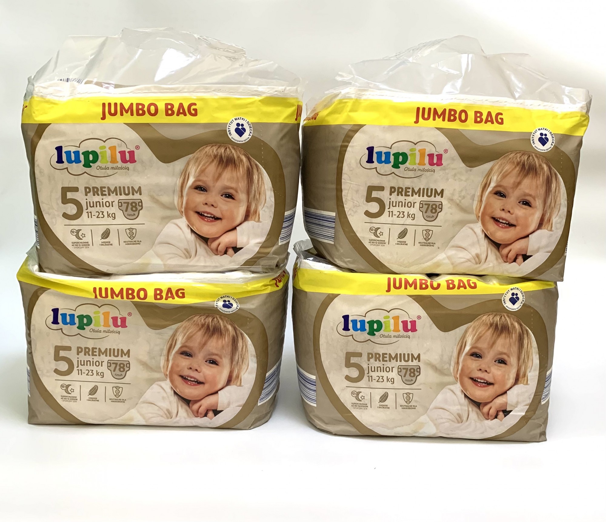 Набір з 4 уп. по 78 шт (разом 312 шт) підгузників 5 розміру Lupilu premium Jumbo Bag 11-23 кг
Набір з 4 уп. по 78 шт (разом 312 шт) підгузників 5 розміру Lupilu premium Jumbo Bag 11-23 кг
