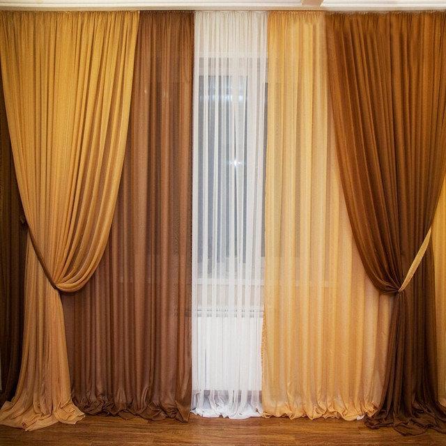 Шторы Chtextil из шифона "Инь Янь" . Цвет коричневый с золотым Ширина каждой шторы по 4м
Шторы Chtextil из шифона "Инь Янь" . Цвет коричневый с золотым Ширина каждой шторы по 4м