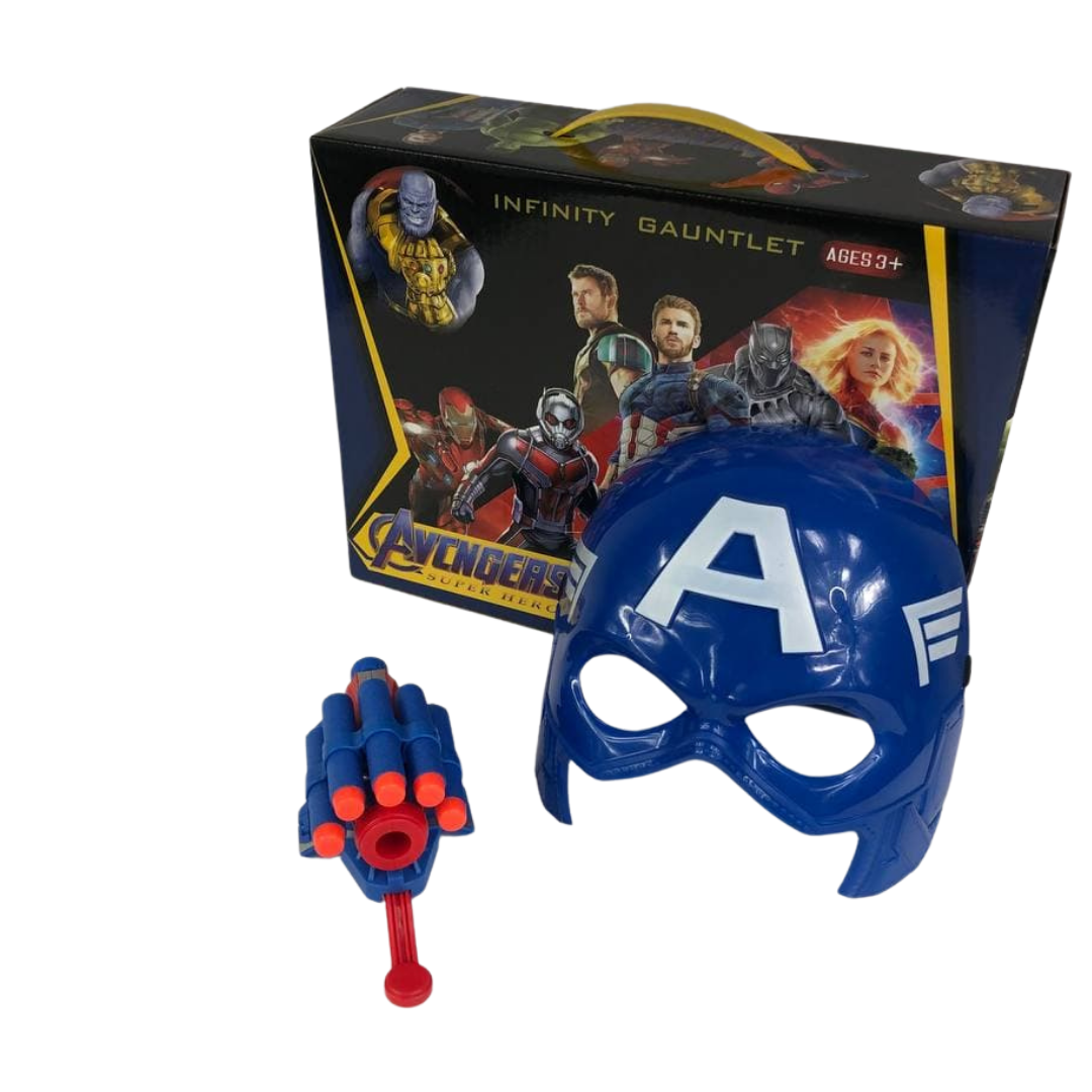 Игровой набор супер герой капитан Америка captain America маска арбалет бластер с присосками avengers
Игровой набор супер герой капитан Америка captain America маска арбалет бластер с присосками avengers