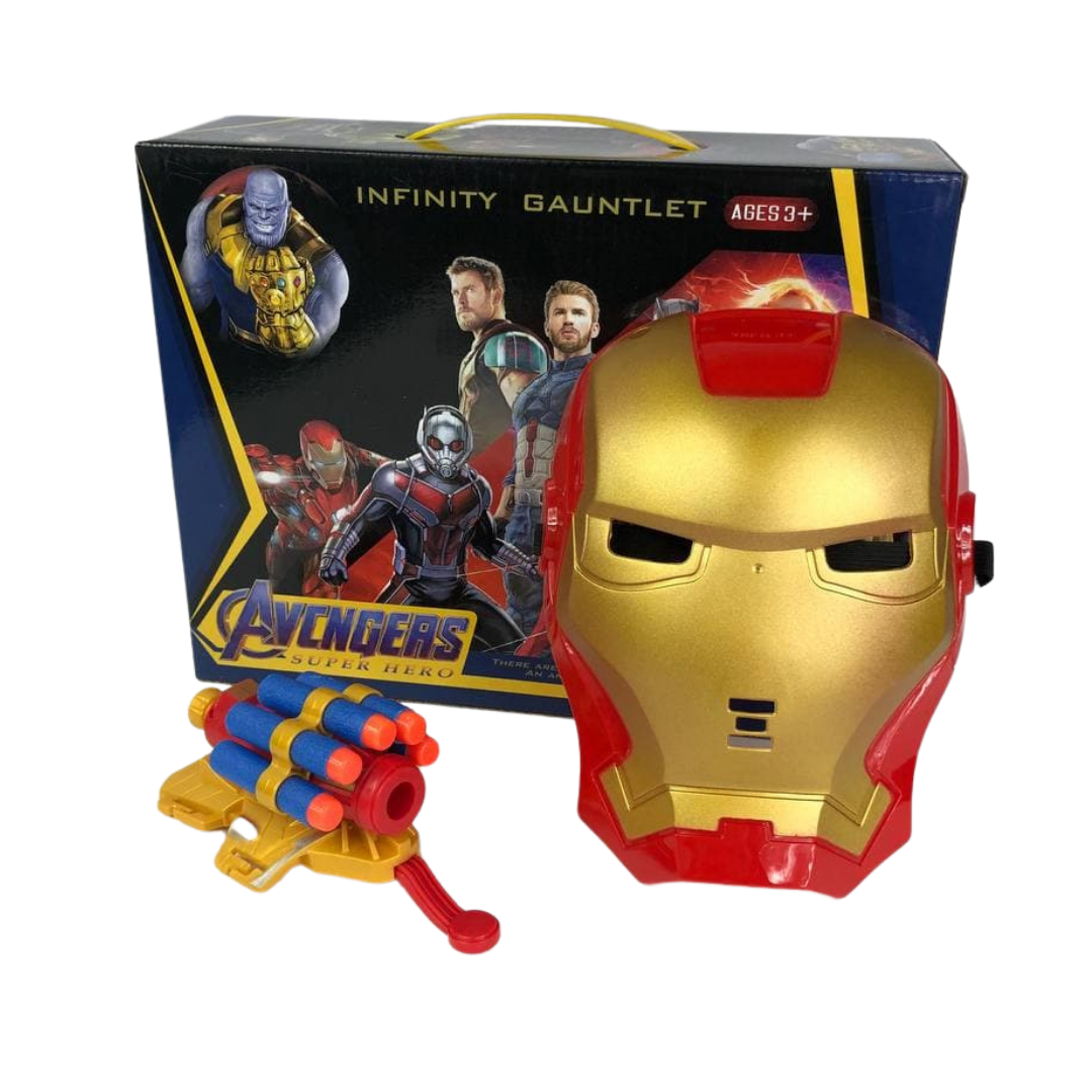 Игровой набор супер герой железный человек Iron Man маска арбалет бластер с присосками avengers
Игровой набор супер герой железный человек Iron Man маска арбалет бластер с присосками avengers