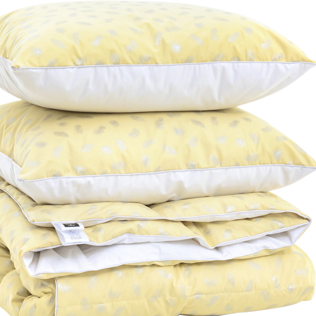 Набор пуховый MirSon №2123 Bio-Beige Зима 70% пух одеяло 140х205 + подушки 50х70 2 шт упругие