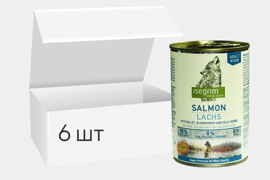 Упаковка влажного корма для собак isegrim adult river лосось с пшеном, черникой и дикими травами 400г 6шт
Упаковка влажного корма для собак isegrim adult river лосось с пшеном, черникой и дикими травами 400г 6шт