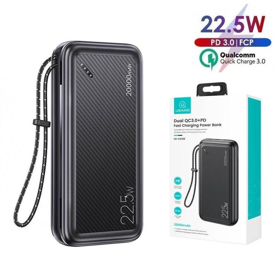 Павербанк Usams 20000mAh Quick Charge PB60 |2xUSB/1xType-C, 22.5W/3A, PD/QC|
Павербанк Usams 20000mAh Quick Charge PB60 |2xUSB/1xType-C, 22.5W/3A, PD/QC|