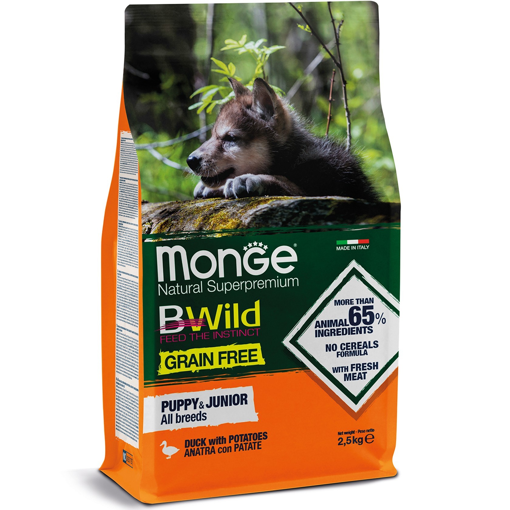 Корм для собак беззерновой Monge Dog Bwild Grain Free Puppy & Junior утка 2,5 кг
Корм для собак беззерновой Monge Dog Bwild Grain Free Puppy & Junior утка 2,5 кг
