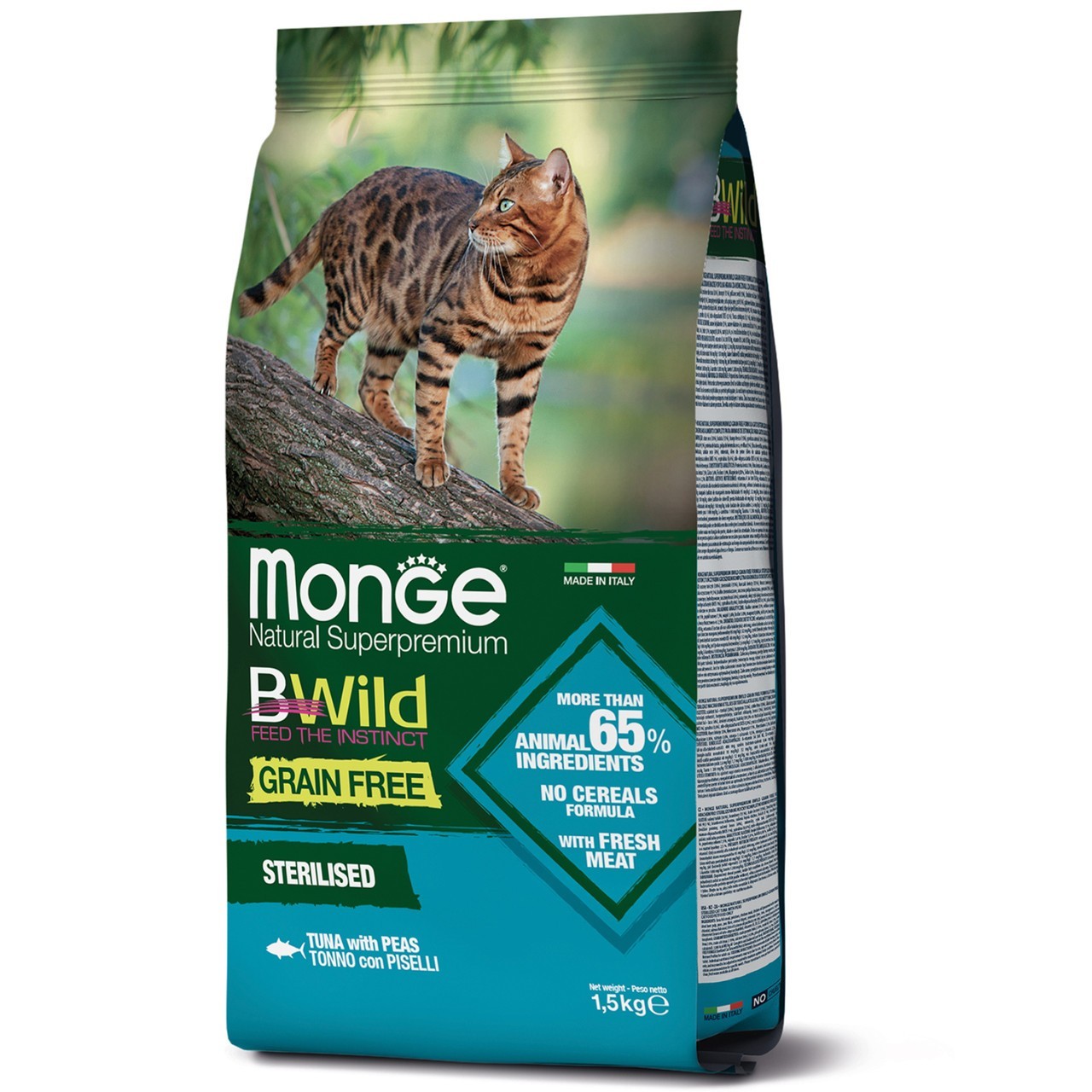 Беззерновой сухой корм для стерилизованных кошек, с тунцом MONGE BWILD CAT Sterilised 1,5 кг
Беззерновой сухой корм для стерилизованных кошек, с тунцом MONGE BWILD CAT Sterilised 1,5 кг