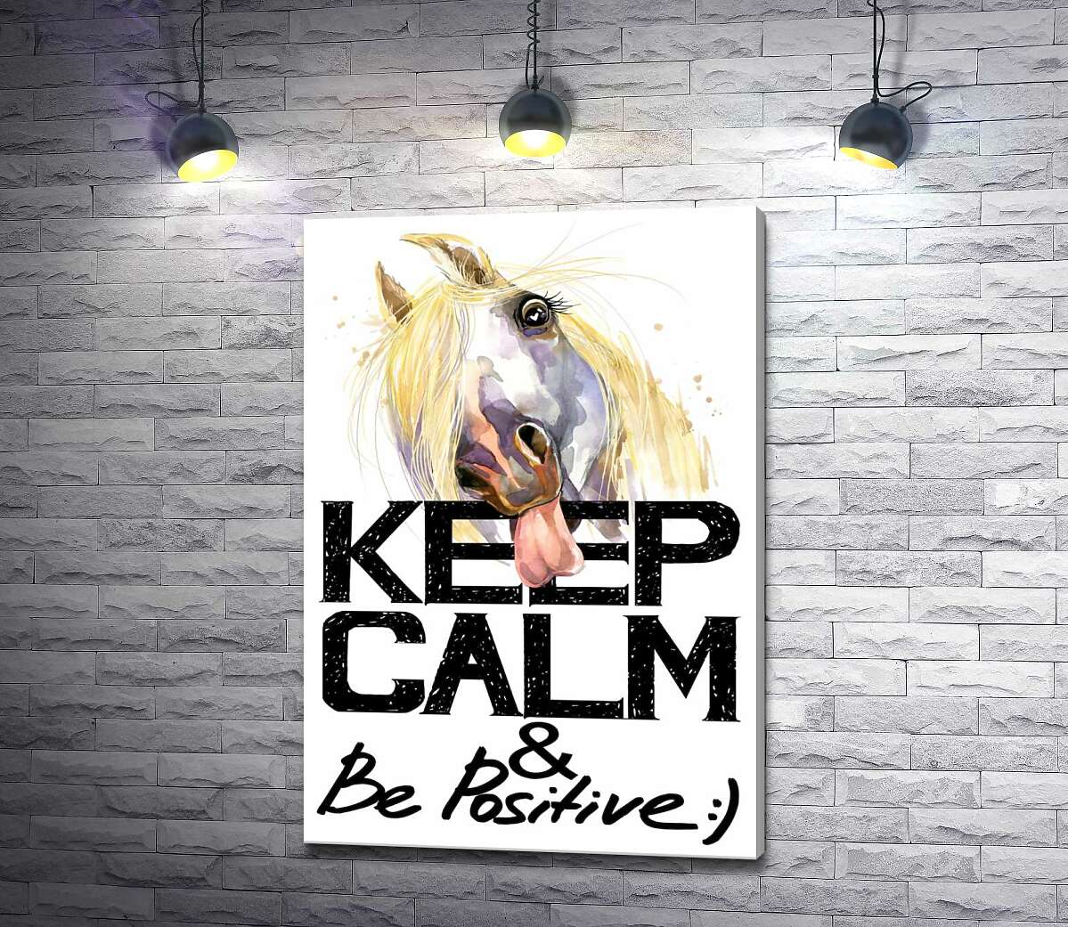 Картина ArtPoster Белый конь показывает язык над надписью "keep calm and be positive" 100x146 см Модуль №1
Картина ArtPoster Белый конь показывает язык над надписью "keep calm and be positive" 100x146 см Модуль №1