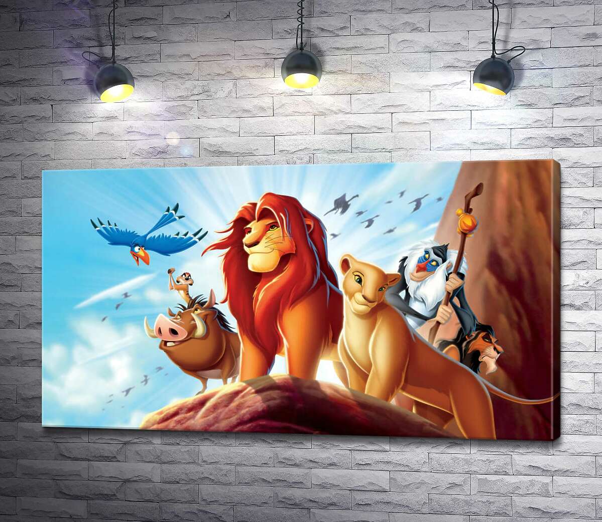 Картина ArtPoster Животные – герои мультфильма "Король Лев" (The Lion King) стоят на краю скалы во главе с Симбой 100x56 см Модуль №1
Картина ArtPoster Животные – герои мультфильма "Король Лев" (The Lion King) стоят на краю скалы во главе с Симбой 100x56 см Модуль №1