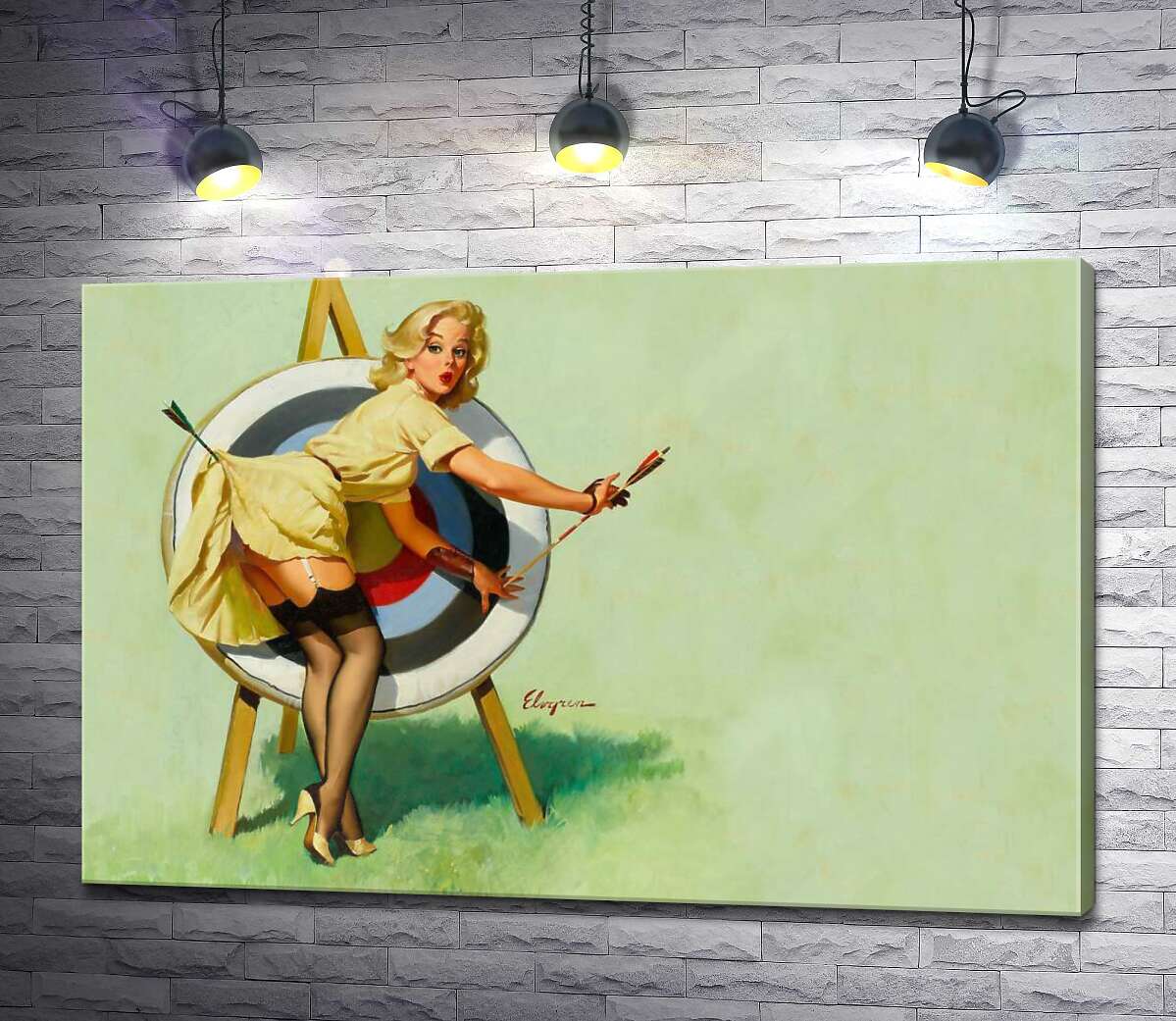 Картина ArtPoster Пин-ап соблазнительница собирает стрелы с мишени 130x87 см Модуль №1
Картина ArtPoster Пин-ап соблазнительница собирает стрелы с мишени 130x87 см Модуль №1